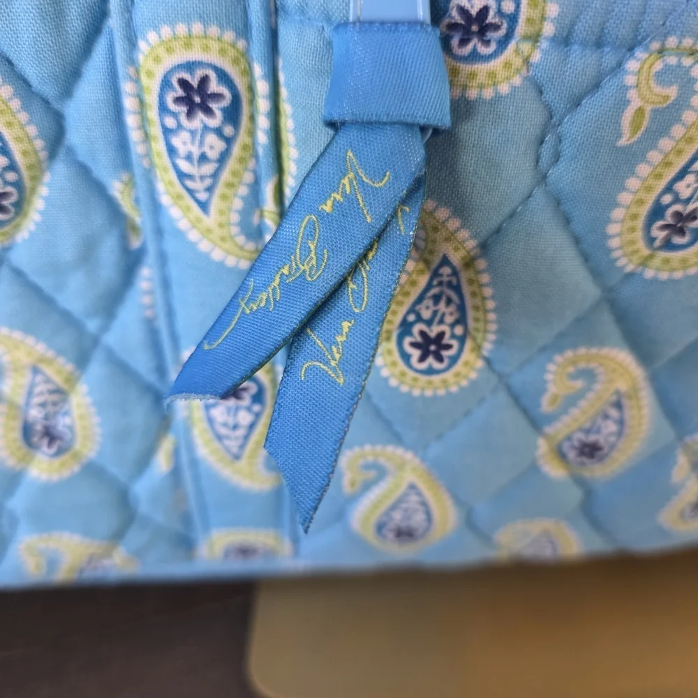 Vera Bradley Bermuda Blue Paisley Quilted Cotton Tote Messenger Laptop Bag
